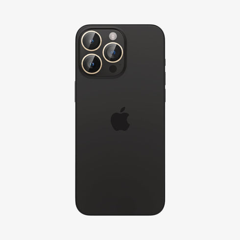 AGL07163 - iPhone 15 Pro / 15 Pro Max Optik Pro Lens Protector in natural titanium showing the device